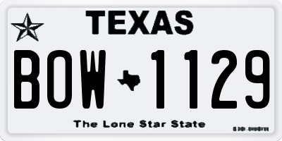 TX license plate BOW1129