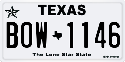 TX license plate BOW1146