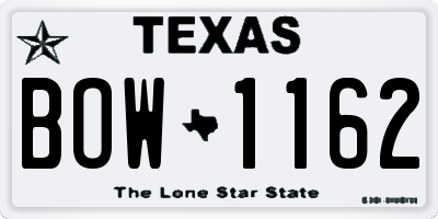 TX license plate BOW1162