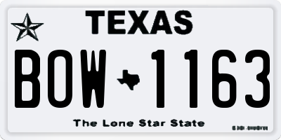 TX license plate BOW1163