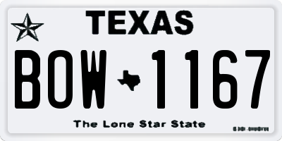 TX license plate BOW1167