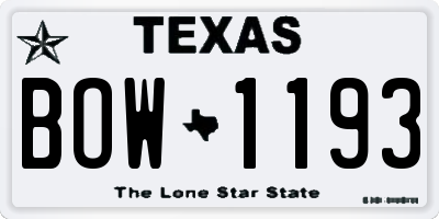TX license plate BOW1193