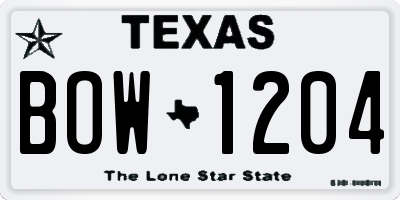 TX license plate BOW1204