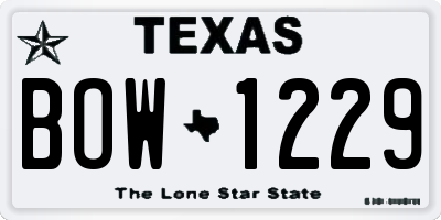 TX license plate BOW1229