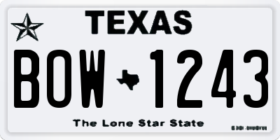 TX license plate BOW1243