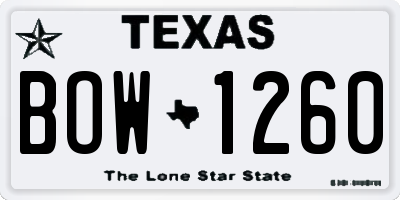 TX license plate BOW1260