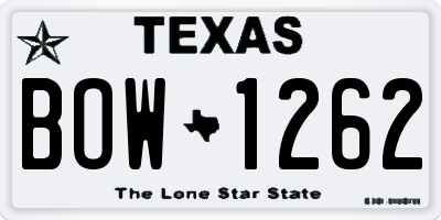 TX license plate BOW1262