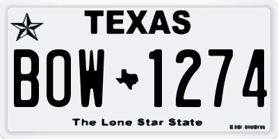 TX license plate BOW1274