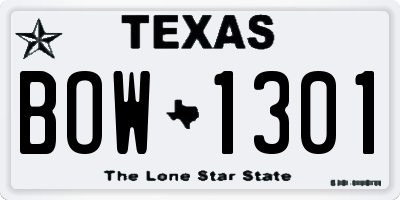TX license plate BOW1301