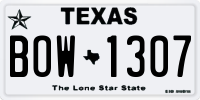 TX license plate BOW1307
