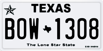 TX license plate BOW1308