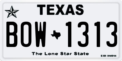 TX license plate BOW1313