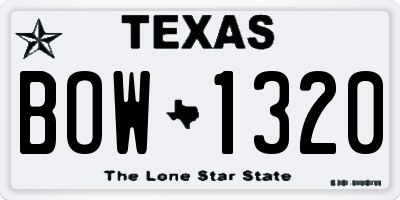 TX license plate BOW1320