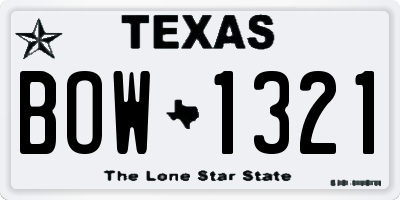 TX license plate BOW1321