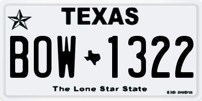 TX license plate BOW1322