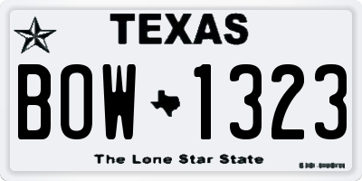 TX license plate BOW1323