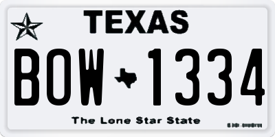 TX license plate BOW1334