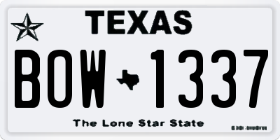TX license plate BOW1337