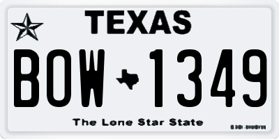 TX license plate BOW1349