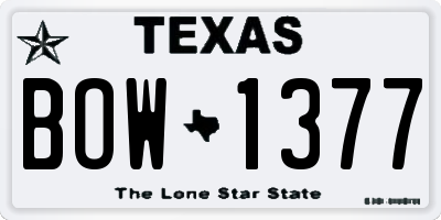 TX license plate BOW1377