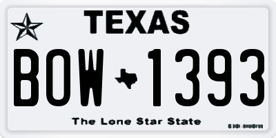 TX license plate BOW1393