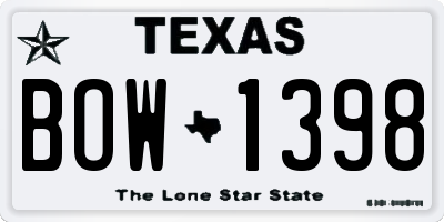 TX license plate BOW1398