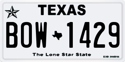TX license plate BOW1429