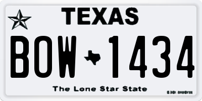 TX license plate BOW1434
