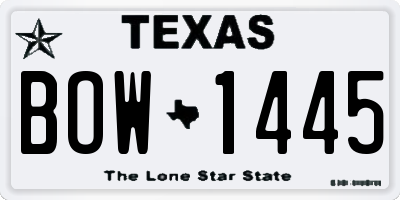 TX license plate BOW1445