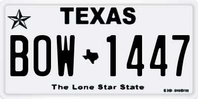 TX license plate BOW1447