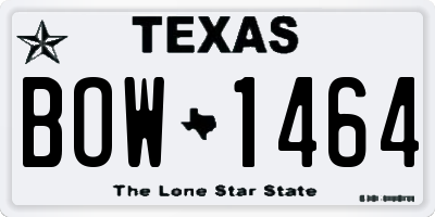 TX license plate BOW1464