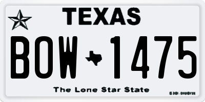 TX license plate BOW1475