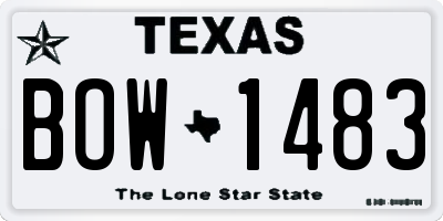 TX license plate BOW1483