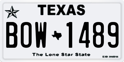 TX license plate BOW1489