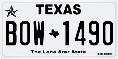 TX license plate BOW1490