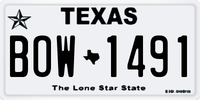 TX license plate BOW1491