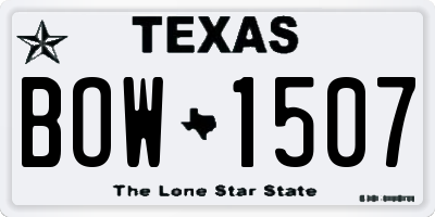 TX license plate BOW1507