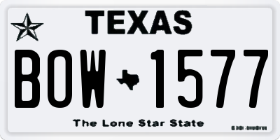 TX license plate BOW1577