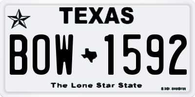 TX license plate BOW1592