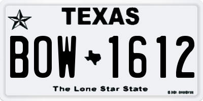 TX license plate BOW1612