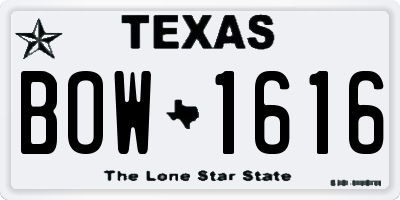 TX license plate BOW1616