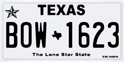 TX license plate BOW1623