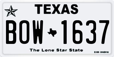 TX license plate BOW1637