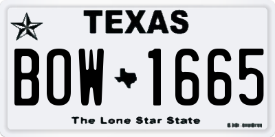 TX license plate BOW1665