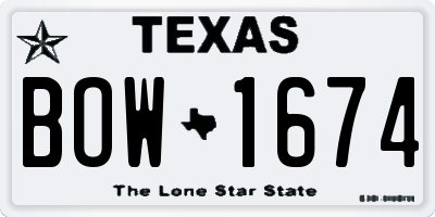 TX license plate BOW1674