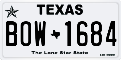 TX license plate BOW1684