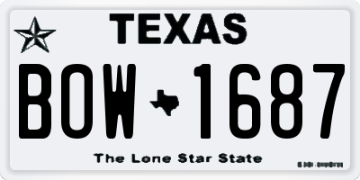 TX license plate BOW1687