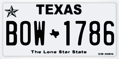 TX license plate BOW1786