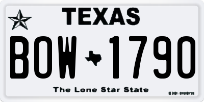 TX license plate BOW1790