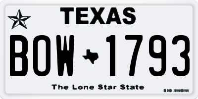 TX license plate BOW1793